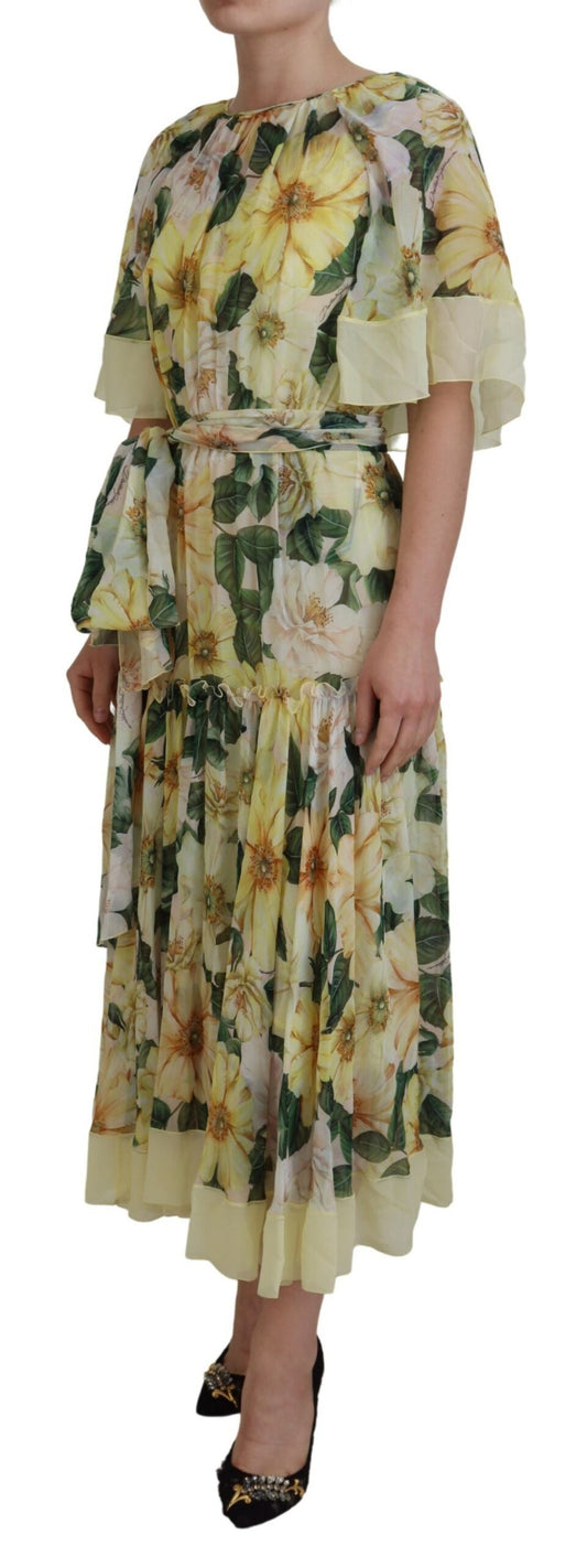 Multicolor Silk Floral Print Long Maxi Dress-Dolce & Gabbana-LabelTerrace.com