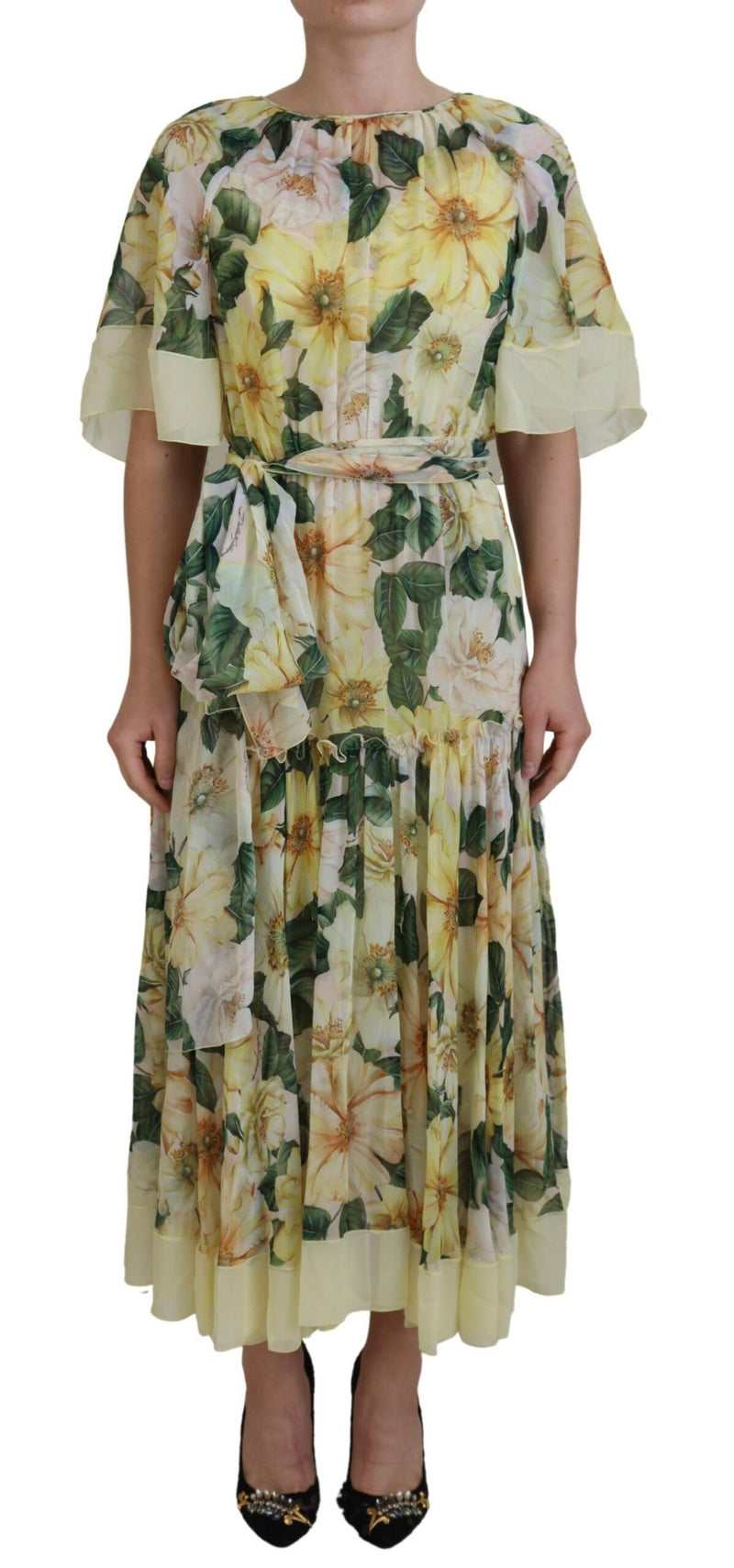 Multicolor Silk Floral Print Long Maxi Dress-Dolce & Gabbana-LabelTerrace.com