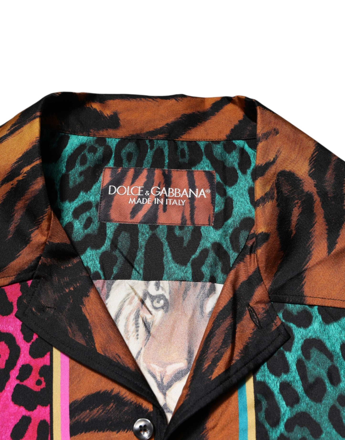 Multicolor Silk Tiger Print Hawaiian T-shirt-Dolce & Gabbana-LabelTerrace.com