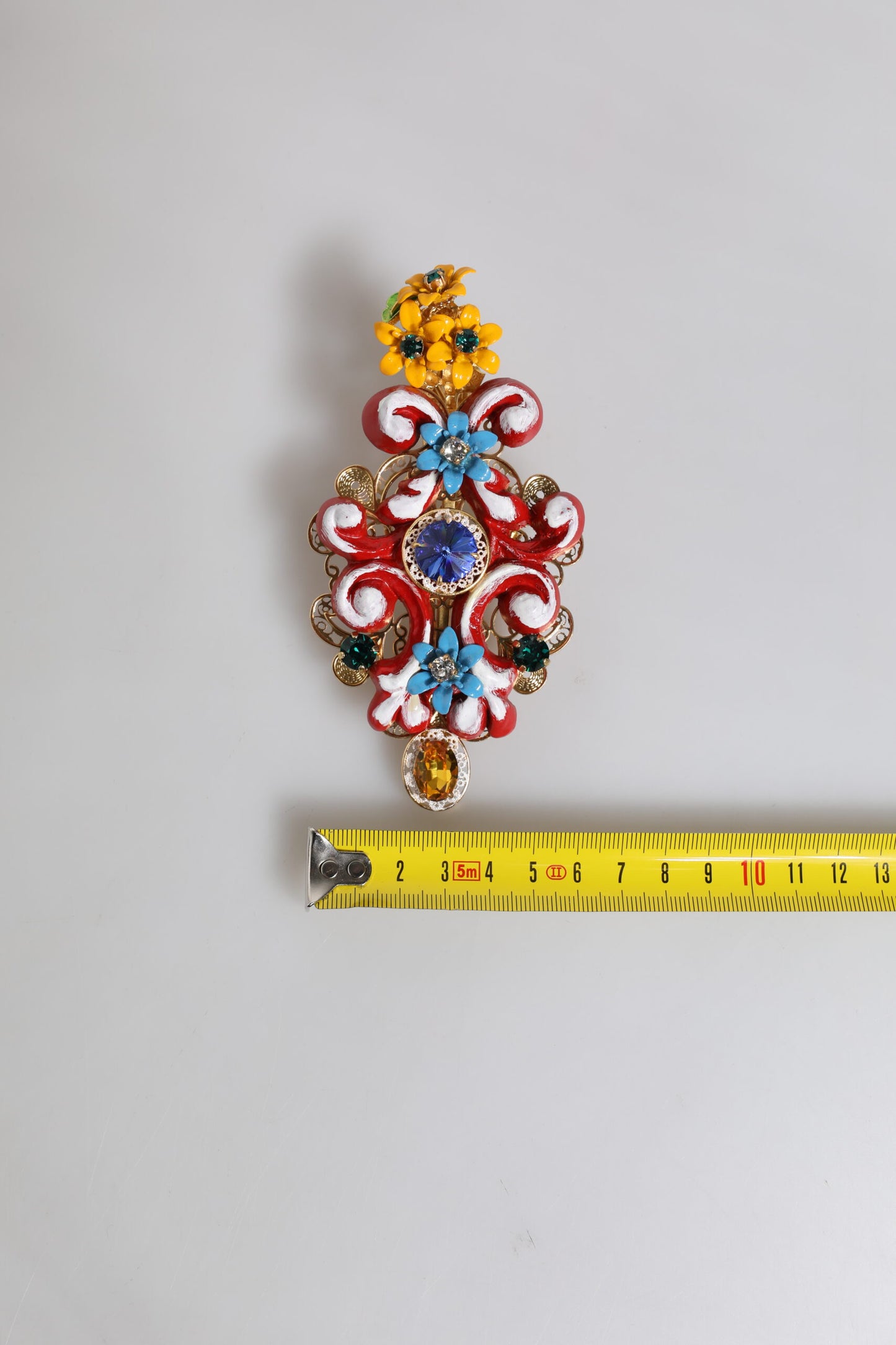 Multicolor Spring CARRETTO Gold Brass Crystal Hair Clip-Dolce & Gabbana-LabelTerrace.com