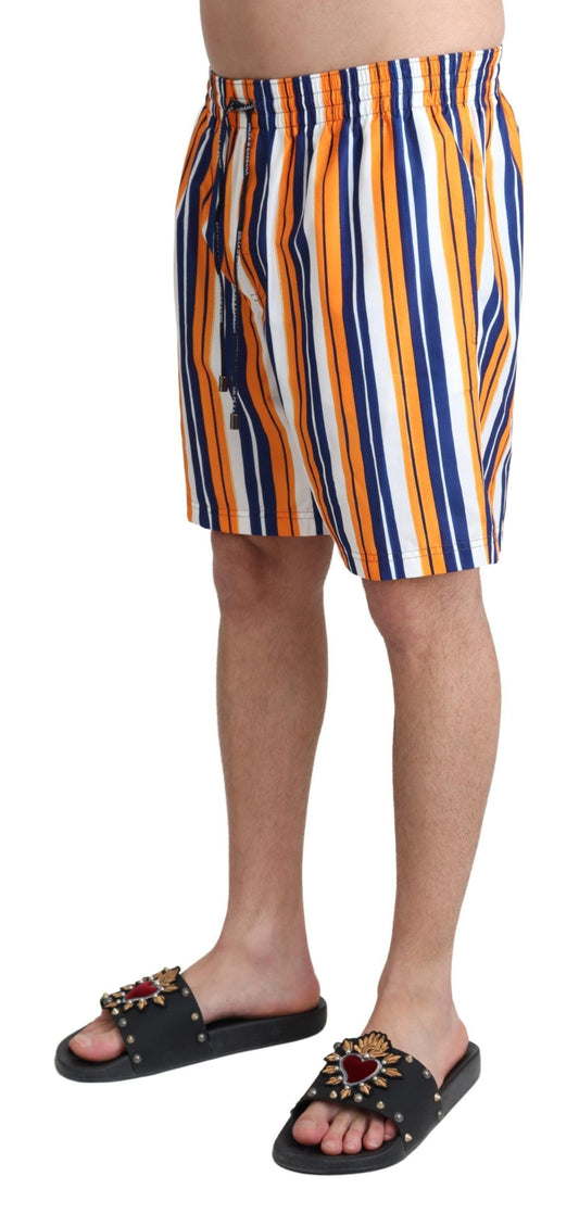 Multicolor Striped Beachwear Swimshorts-Dolce & Gabbana-LabelTerrace.com