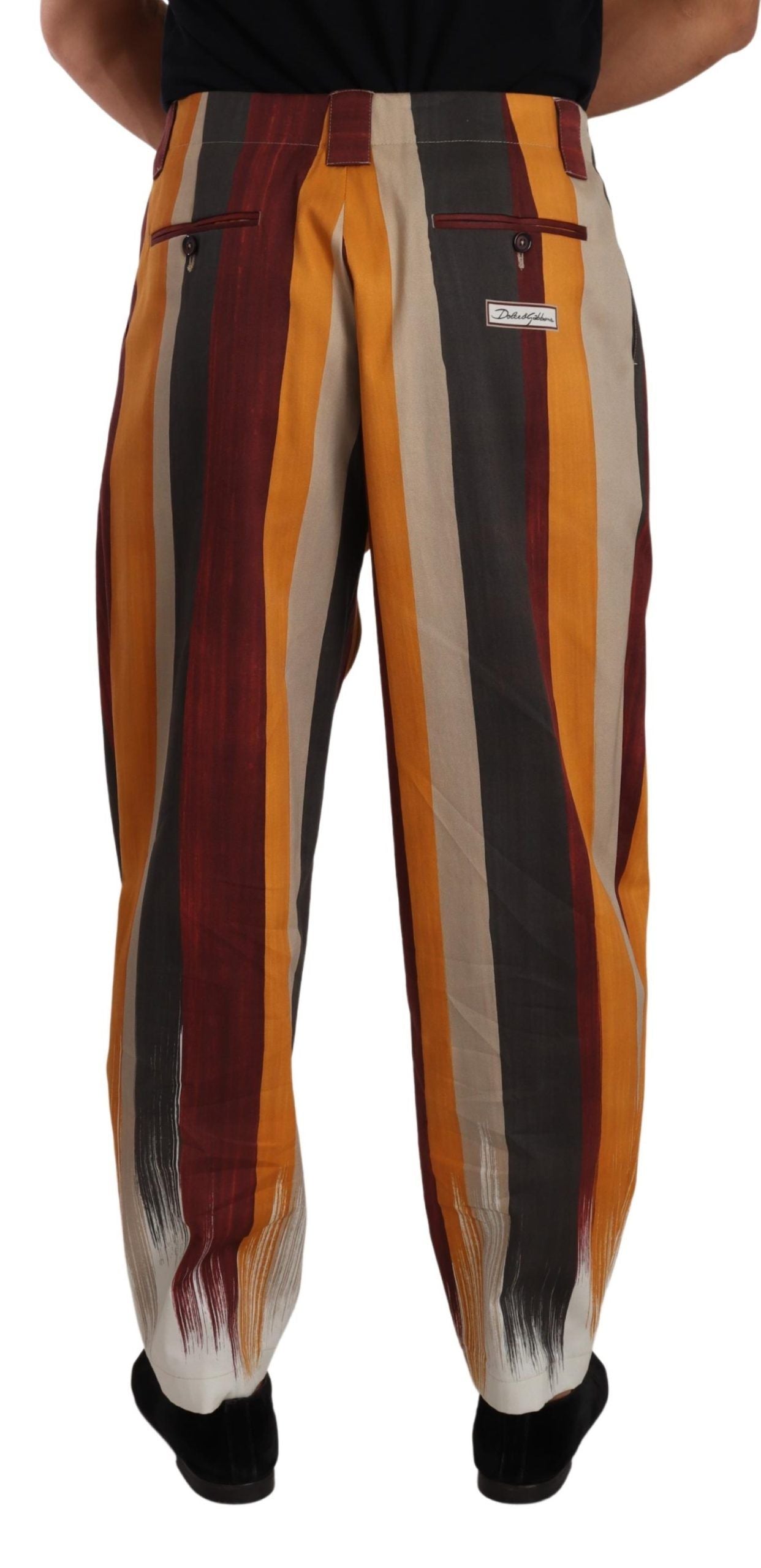 Multicolor Striped Cotton Tapered Trouser Pants-Dolce & Gabbana-LabelTerrace.com