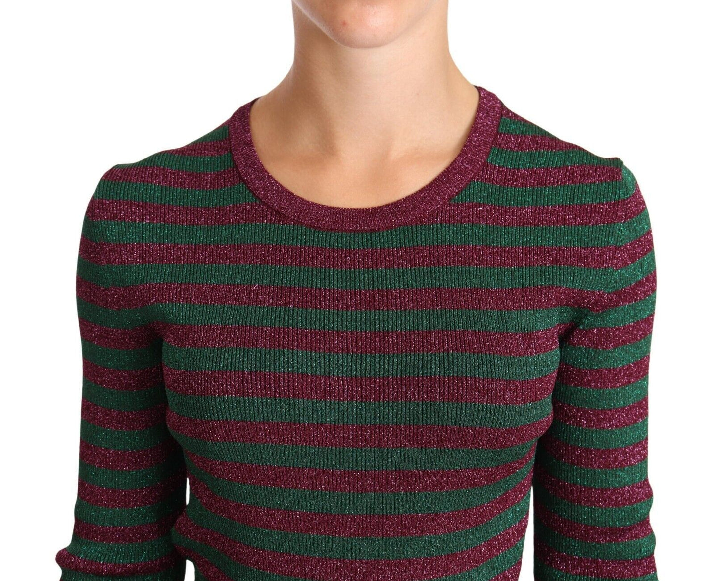 Multicolor Striped Crew Neck Pullover Sweater-Dolce & Gabbana-LabelTerrace.com