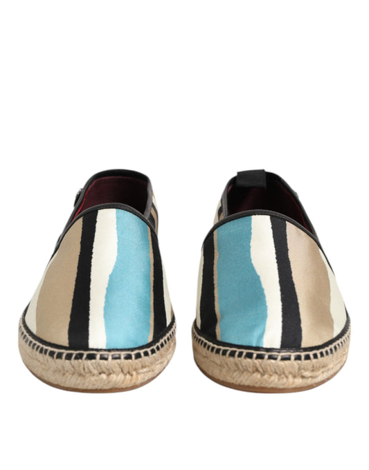 Multicolor Stripes Canvas Flat Espadrille Shoes-Dolce & Gabbana-LabelTerrace.com