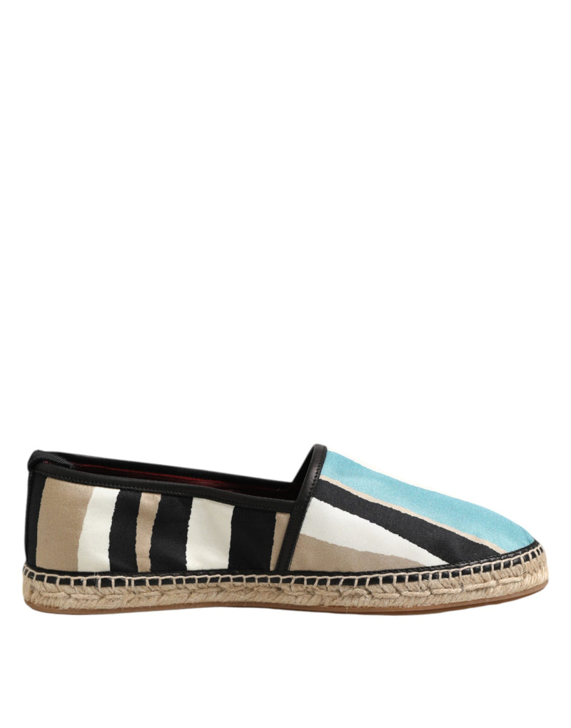 Multicolor Stripes Canvas Flat Espadrille Shoes-Dolce & Gabbana-LabelTerrace.com