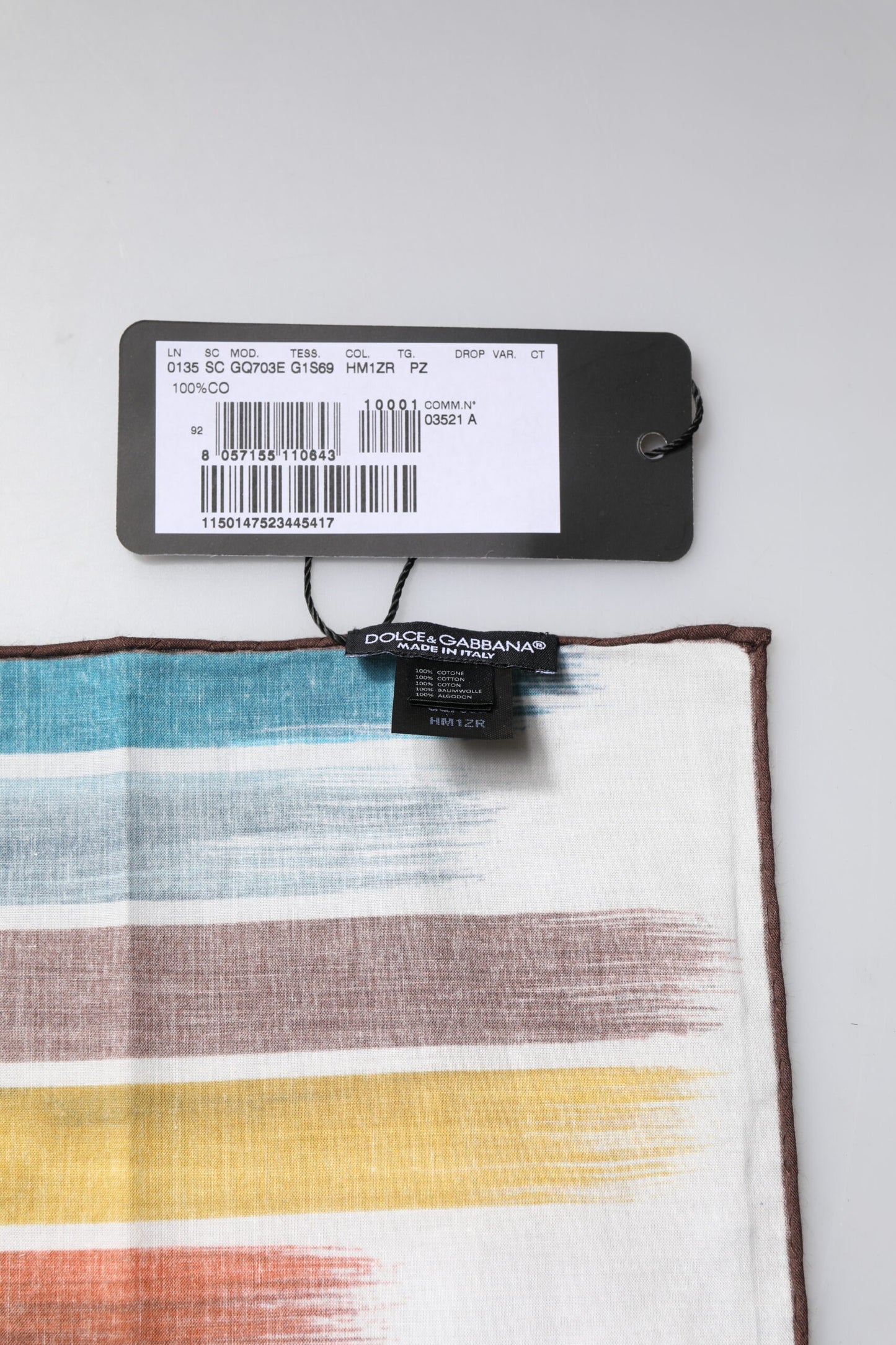 Multicolor Stripes Cotton Square Foulard Scarf-Dolce & Gabbana-LabelTerrace.com