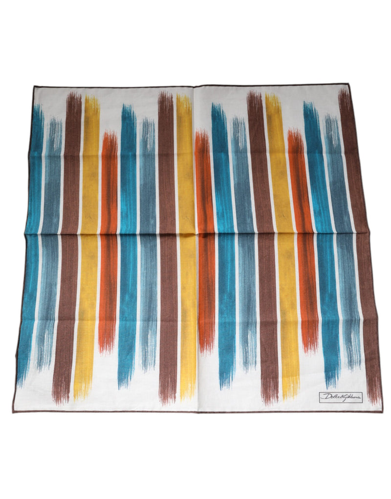 Multicolor Stripes Cotton Square Foulard Scarf-Dolce & Gabbana-LabelTerrace.com