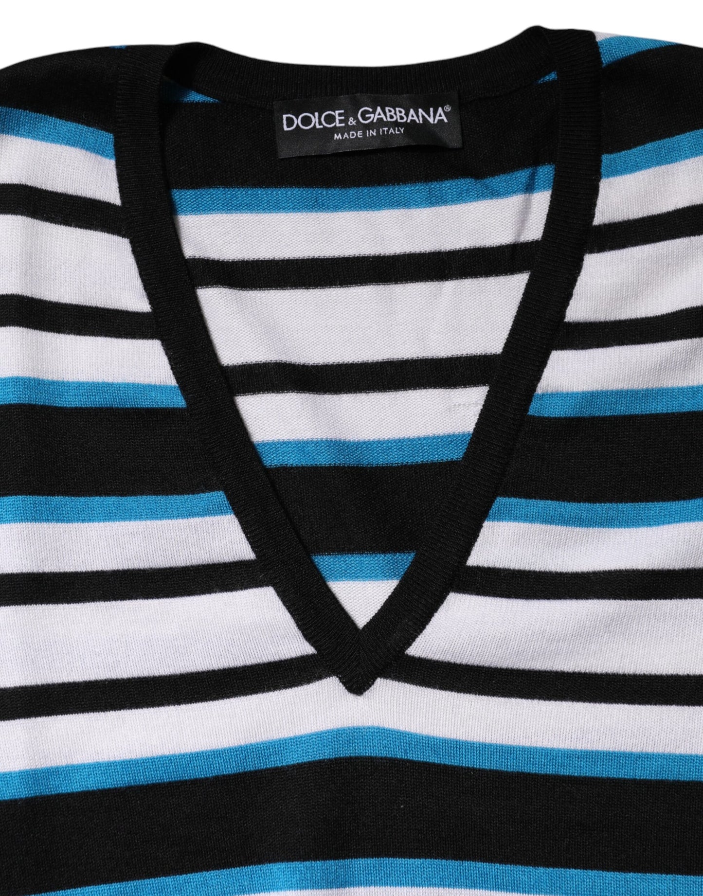 Multicolor Stripes Long Sleeves V-neck Top-Dolce & Gabbana-LabelTerrace.com