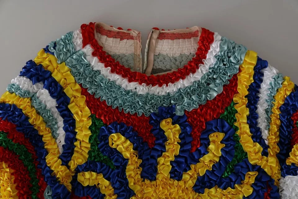 Multicolor Sun Ruffled Top Blouse Sweater-Dolce & Gabbana-LabelTerrace.com
