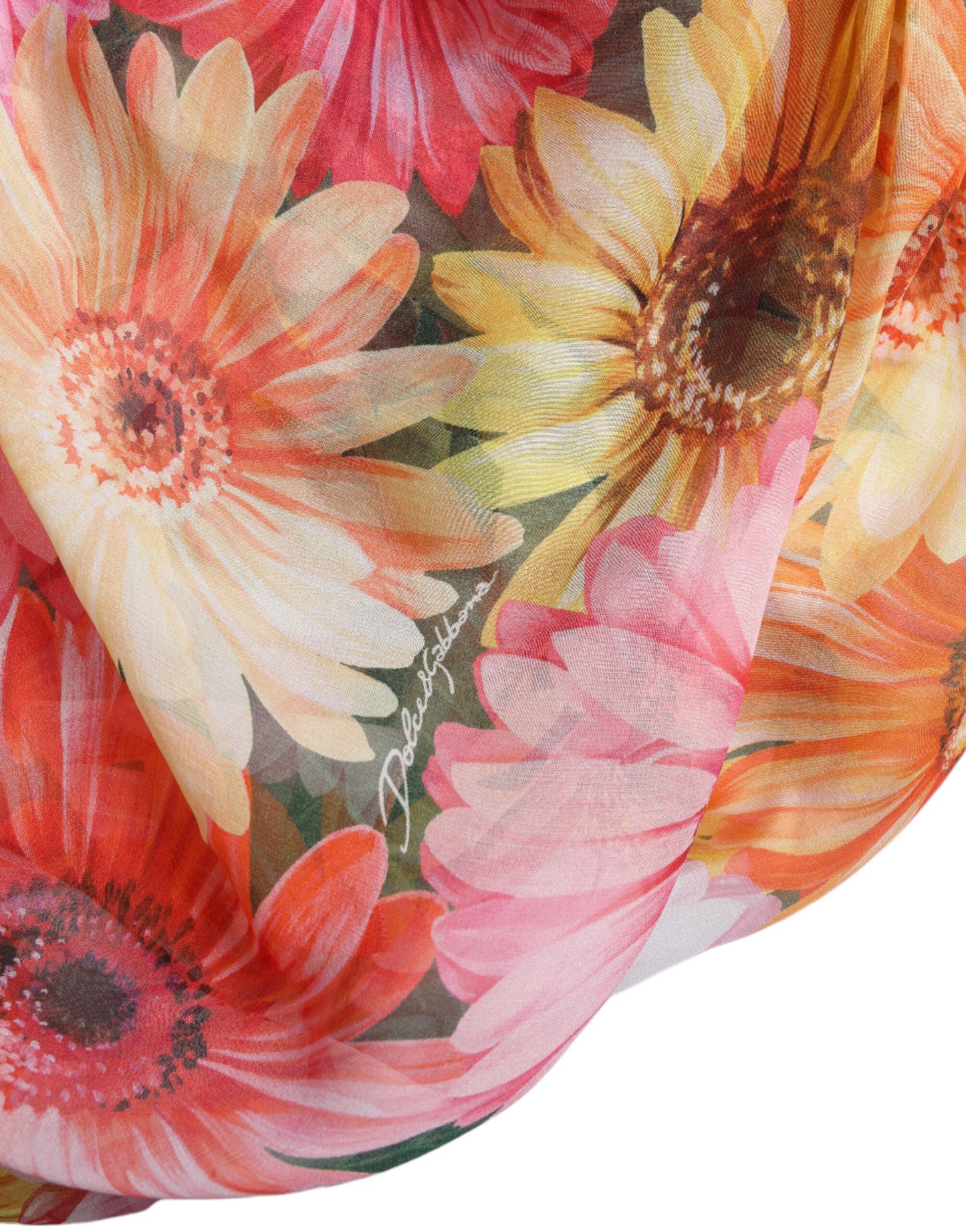 Multicolor Sunflower Print Silk Midi Dress-Dolce & Gabbana-LabelTerrace.com