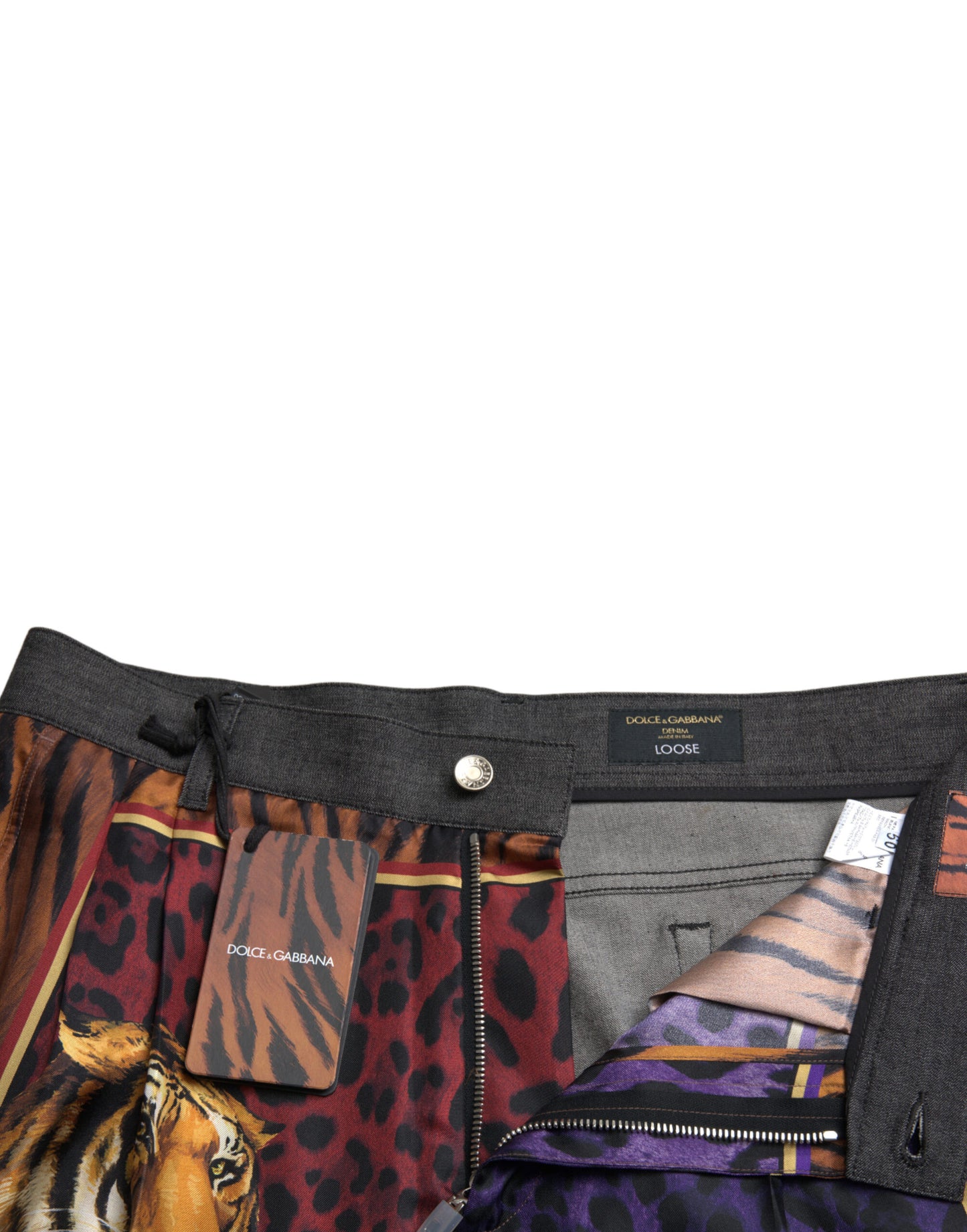 Multicolor Tiger Cotton Loose Denim Jeans-Dolce & Gabbana-LabelTerrace.com
