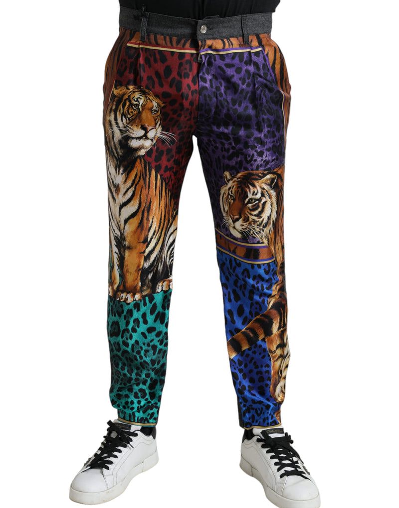 Multicolor Tiger Cotton Loose Denim Jeans-Dolce & Gabbana-LabelTerrace.com