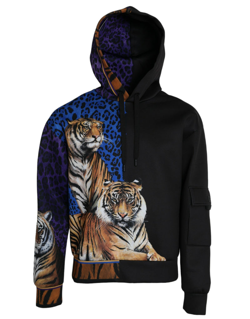 Multicolor Tiger Hooded Sweatshirt Sweater-Dolce & Gabbana-LabelTerrace.com