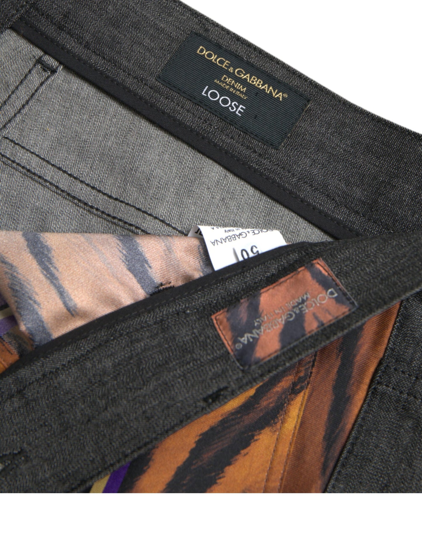 Multicolor Tiger Leopard Cotton Loose Tapered Pants-Dolce & Gabbana-LabelTerrace.com