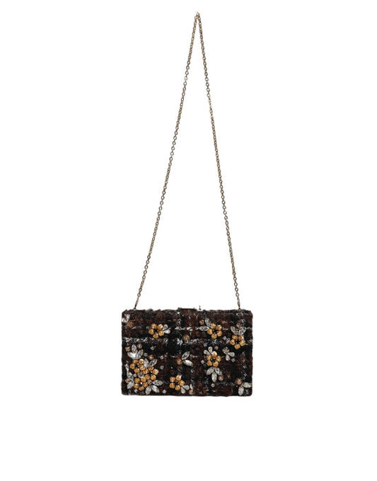 Multicolor Tweed Floral Clutch Evening Party Purse CrossBody Bag-Dolce & Gabbana-LabelTerrace.com