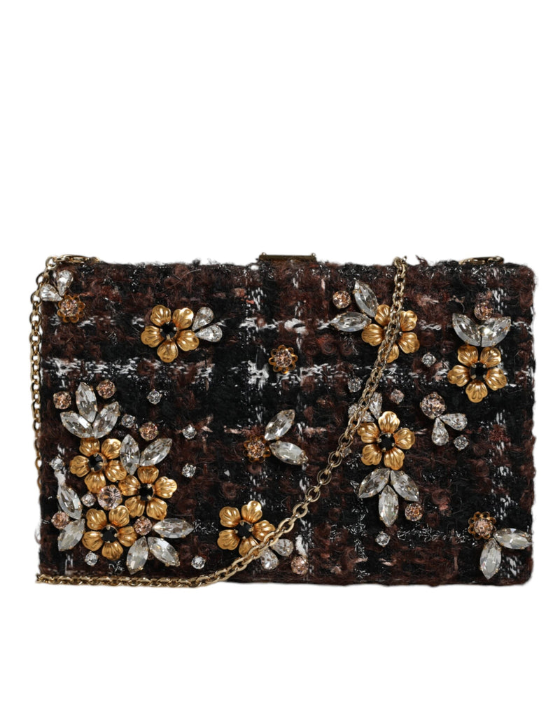 Multicolor Tweed Floral Clutch Evening Party Purse CrossBody Bag-Dolce & Gabbana-LabelTerrace.com
