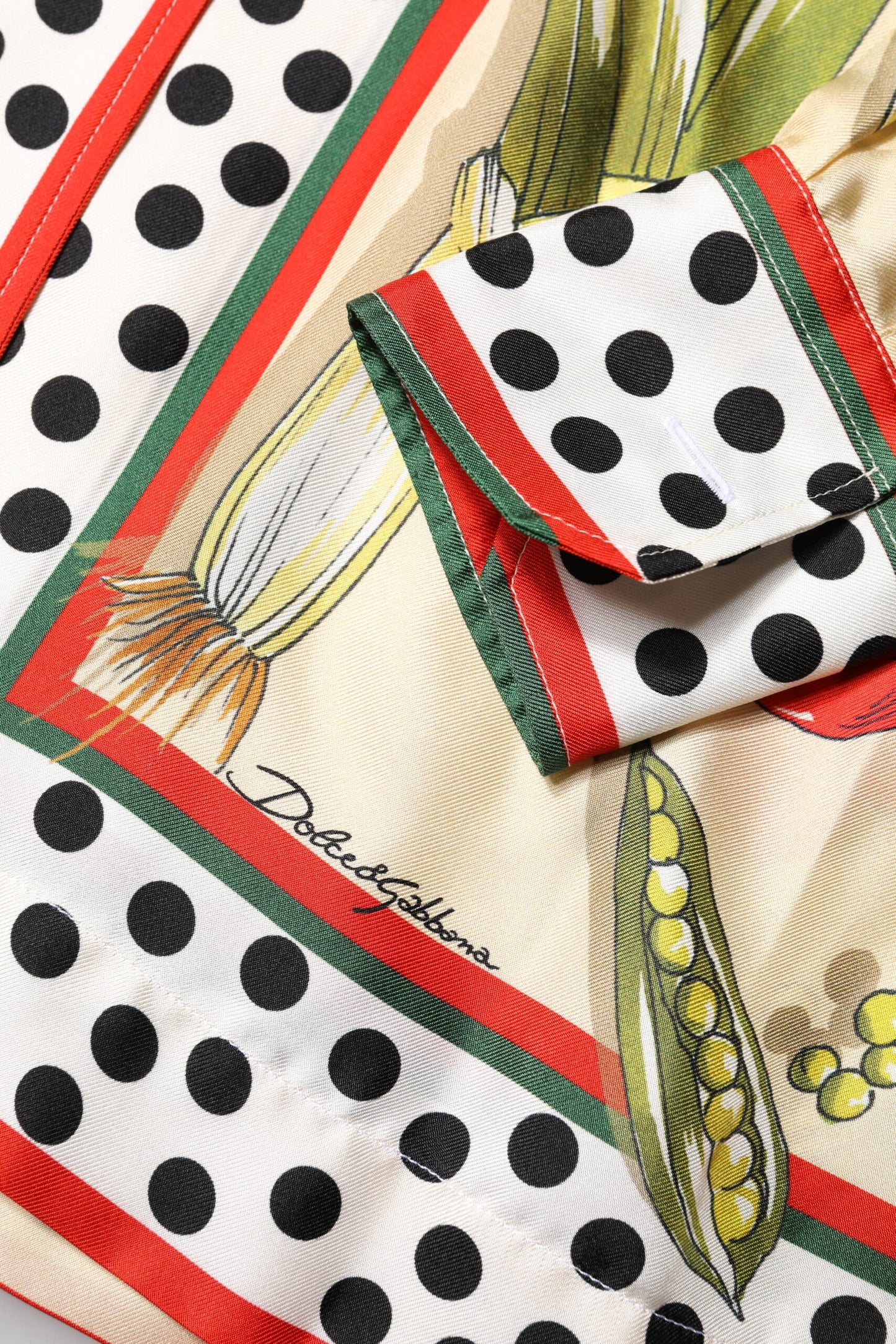 Multicolor Vegetables Silk Long Sleeves Top-Dolce & Gabbana-LabelTerrace.com