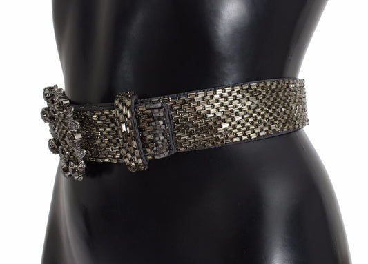 Multicolor Wide Crystal Buckle Sequined Belt-Dolce & Gabbana-LabelTerrace.com