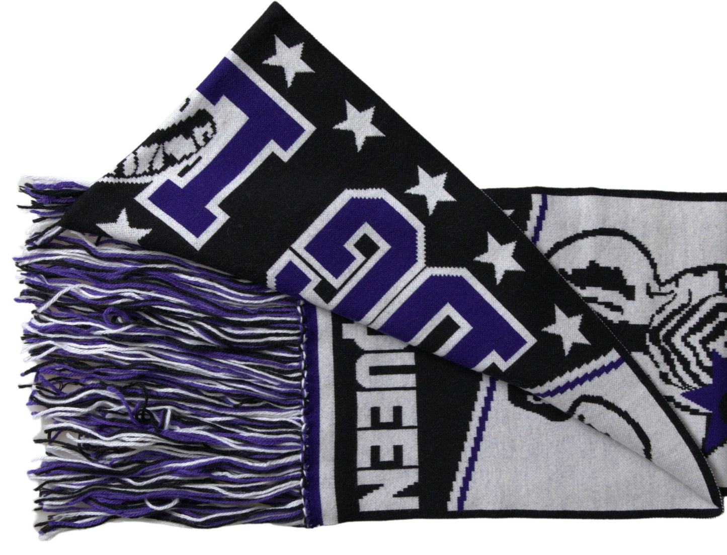 Multicolor Wool DG Queen Wrap Fringe Scarf-Dolce & Gabbana-LabelTerrace.com