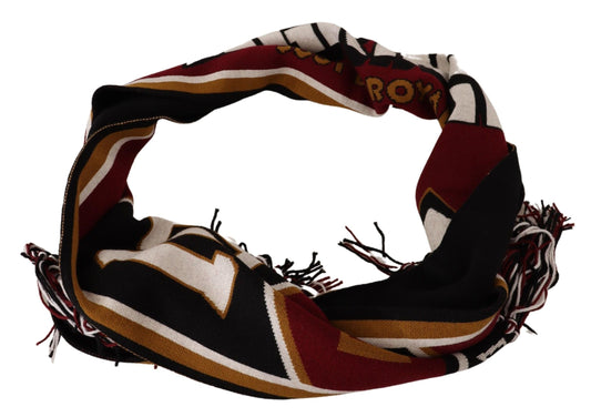 Multicolor Wool Knit DG King Shawl Wrap Scarf-Dolce & Gabbana-LabelTerrace.com