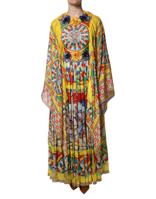 Multicolour Carretto Print Kaftan Twill Dress-Dolce & Gabbana-LabelTerrace.com