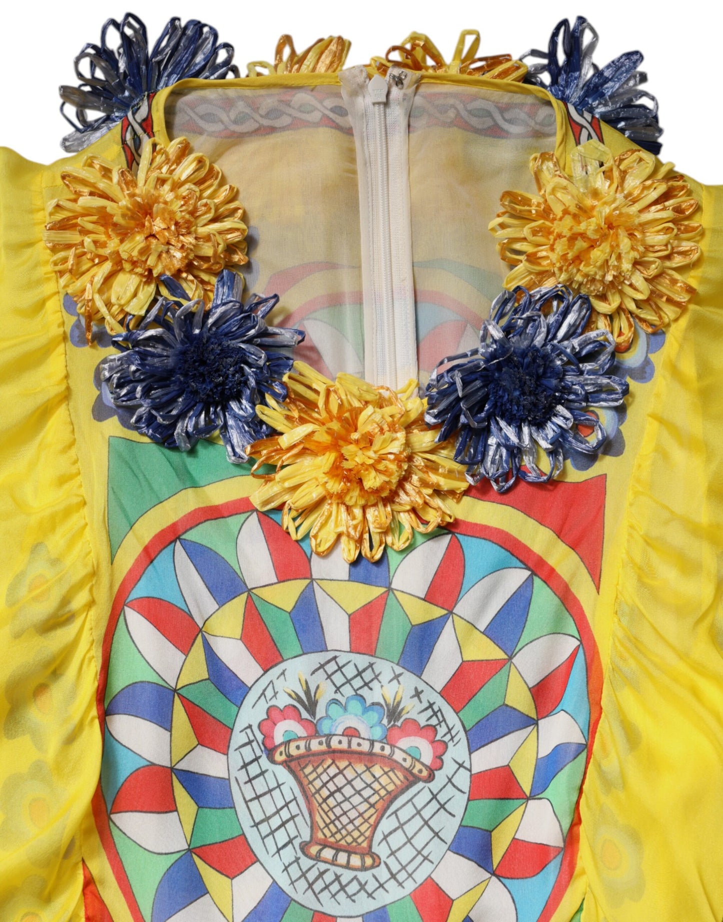 Multicolour Carretto Print Kaftan Twill Dress-Dolce & Gabbana-LabelTerrace.com