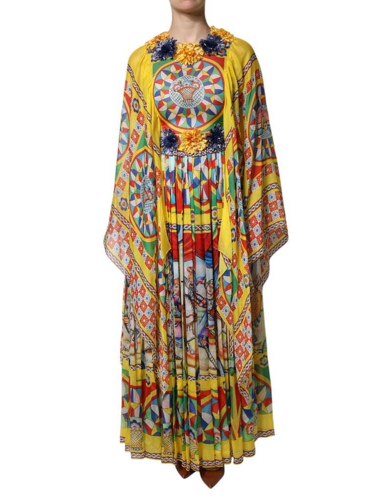 Multicolour Carretto Print Kaftan Twill Dress-Dolce & Gabbana-LabelTerrace.com