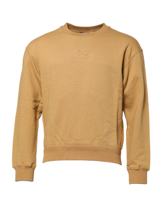 Mustard Cotton DG Embossed Pullover Sweater-Dolce & Gabbana-LabelTerrace.com