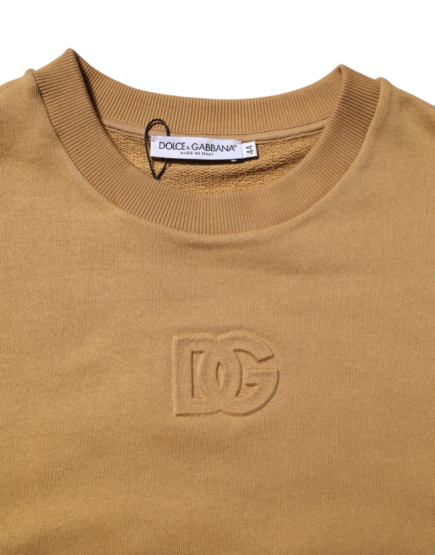 Mustard Cotton DG Embossed Pullover Sweater-Dolce & Gabbana-LabelTerrace.com