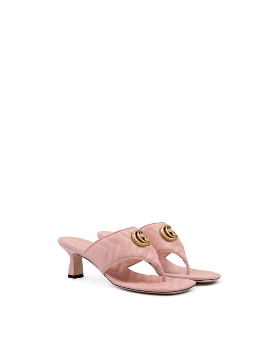 Mystic Pink Nappa Charlotte Leather Sandals-Gucci-LabelTerrace.com