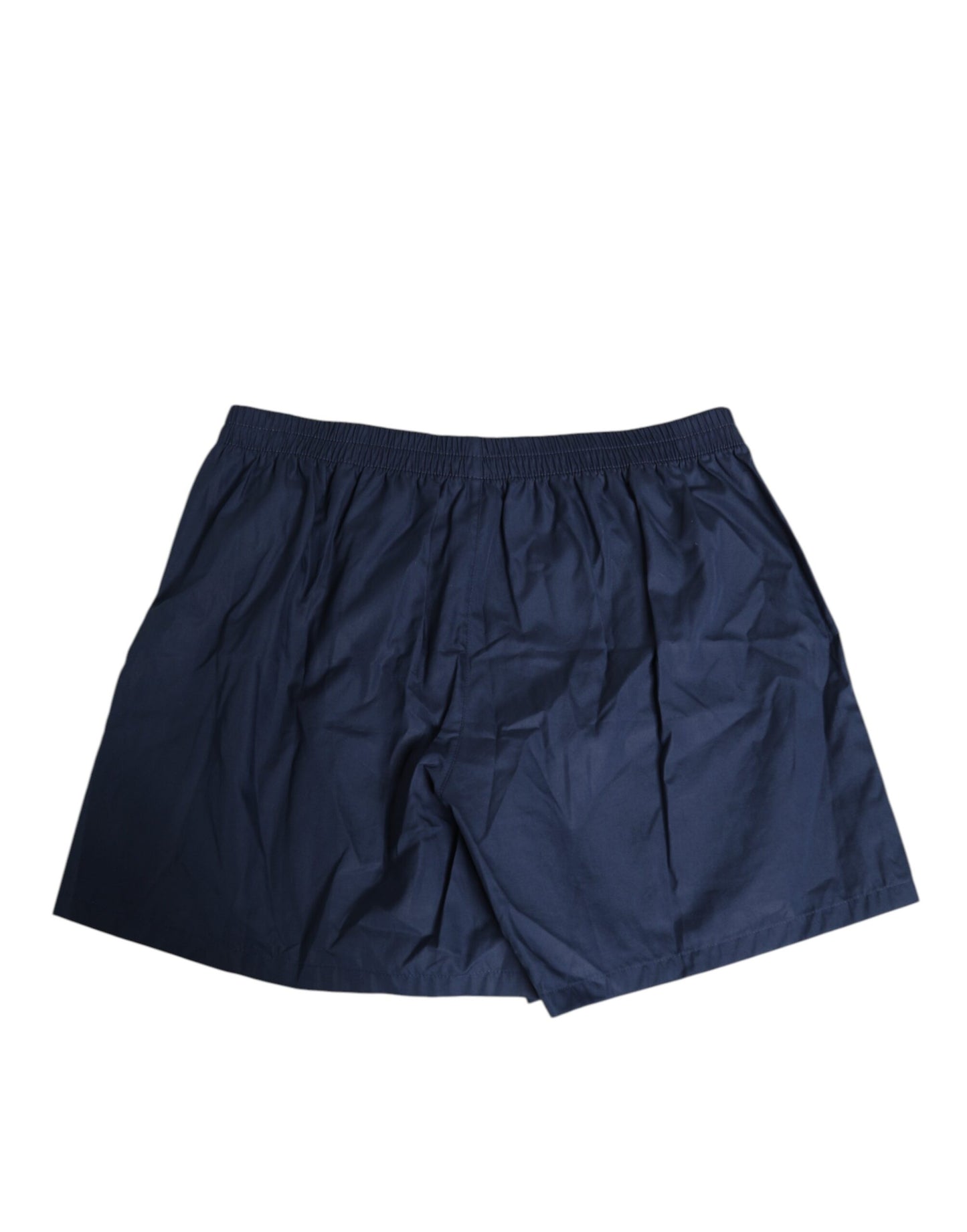 Navy Blue Cotton Elastic Waistband Button Swimwear-Dolce & Gabbana-LabelTerrace.com