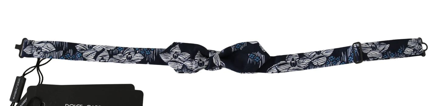 Navy Blue Floral Slim Adjustable Neck Papillon Men Bow Tie-Dolce & Gabbana-LabelTerrace.com
