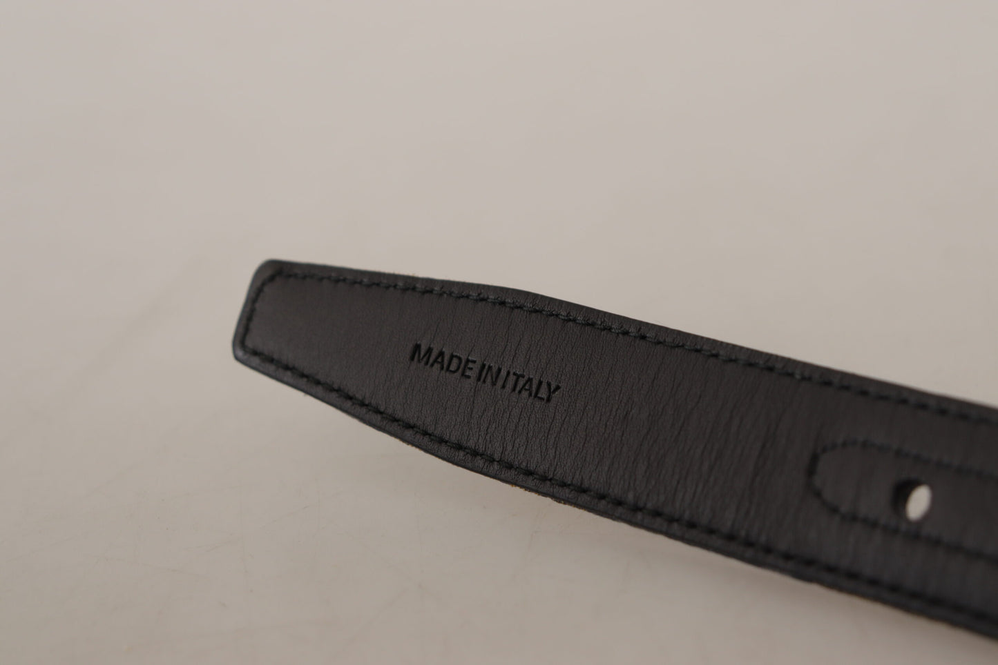 Navy Blue Jacquard Gold Tone Logo Metal Buckle Belt-Dolce & Gabbana-LabelTerrace.com