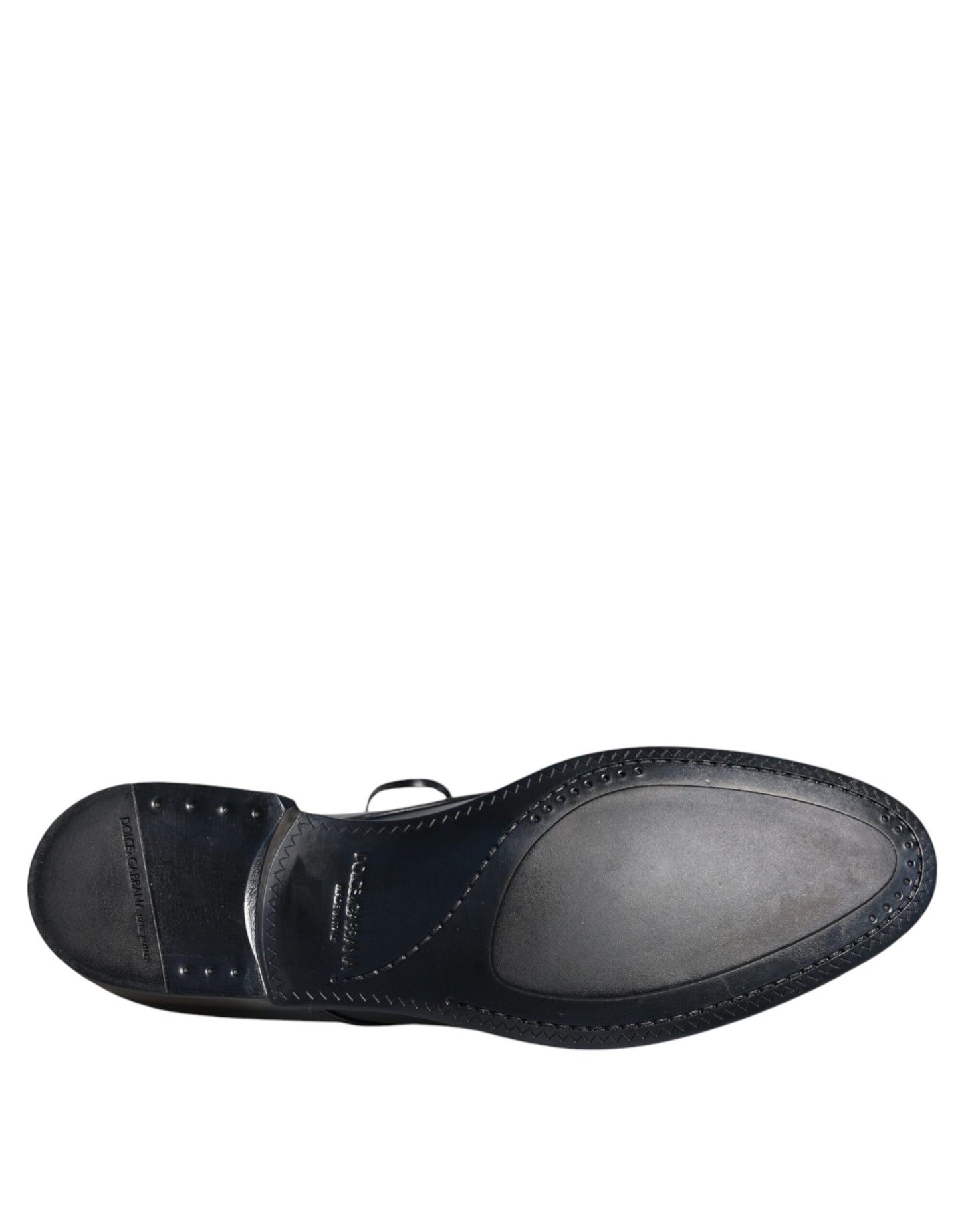 Navy Blue Leather Derby Dress Formal Shoes-Dolce & Gabbana-LabelTerrace.com