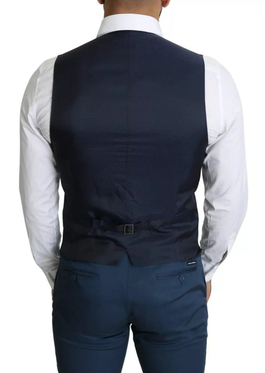 Navy Blue Men Formal Dress Waistcoat Vest-Dolce & Gabbana-LabelTerrace.com