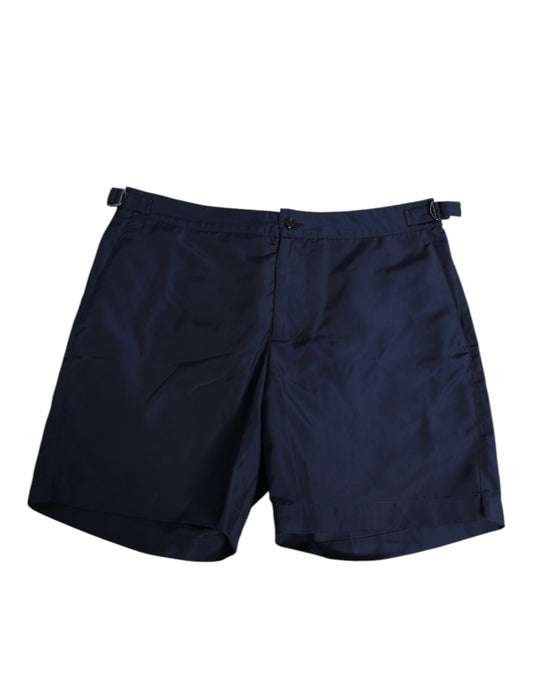Navy Blue Polyester Logo Buckle Waist Swimwear-Dolce & Gabbana-LabelTerrace.com