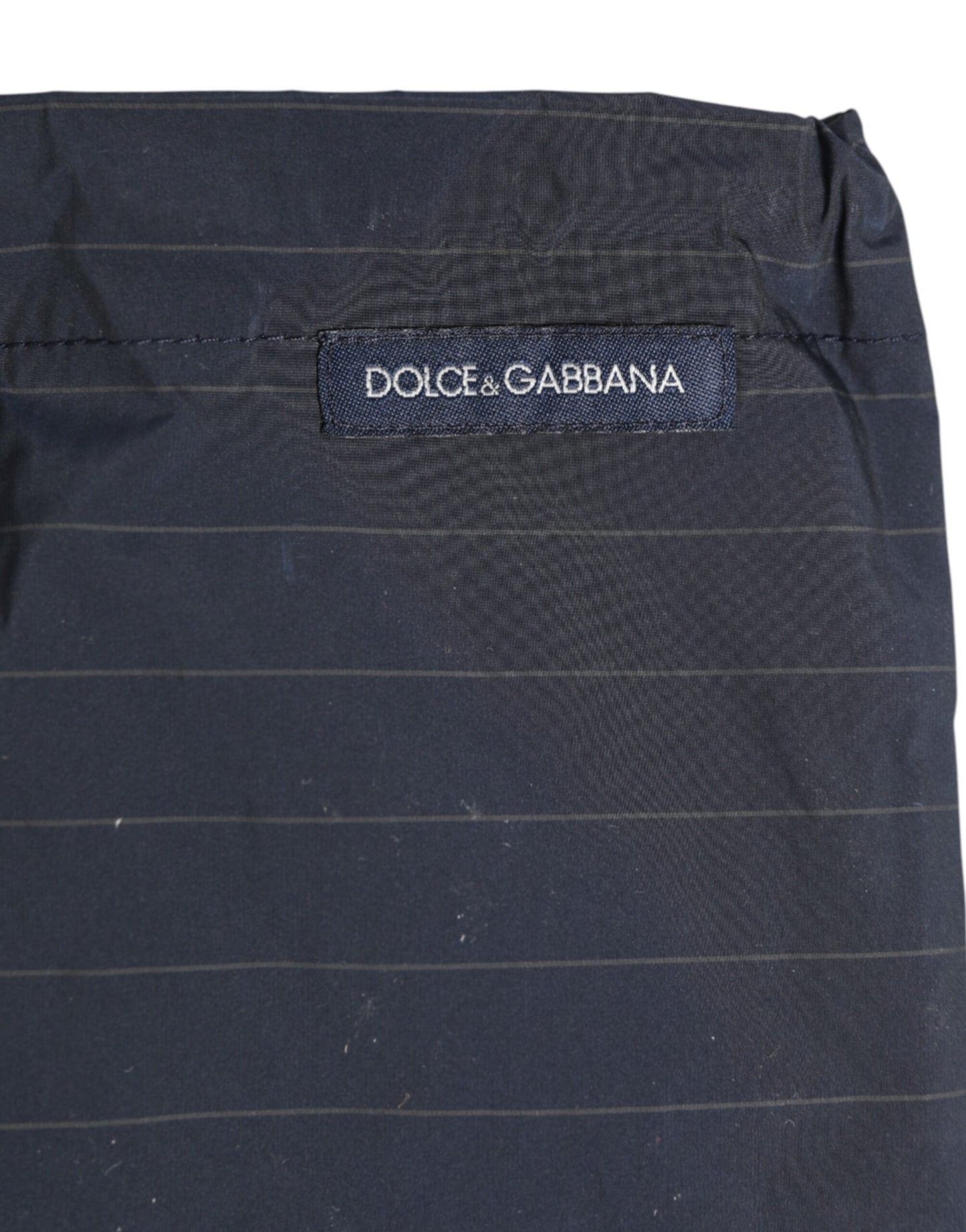 Navy Blue Polyester Nylon Pinstripe Men's Swimwear-Dolce & Gabbana-LabelTerrace.com