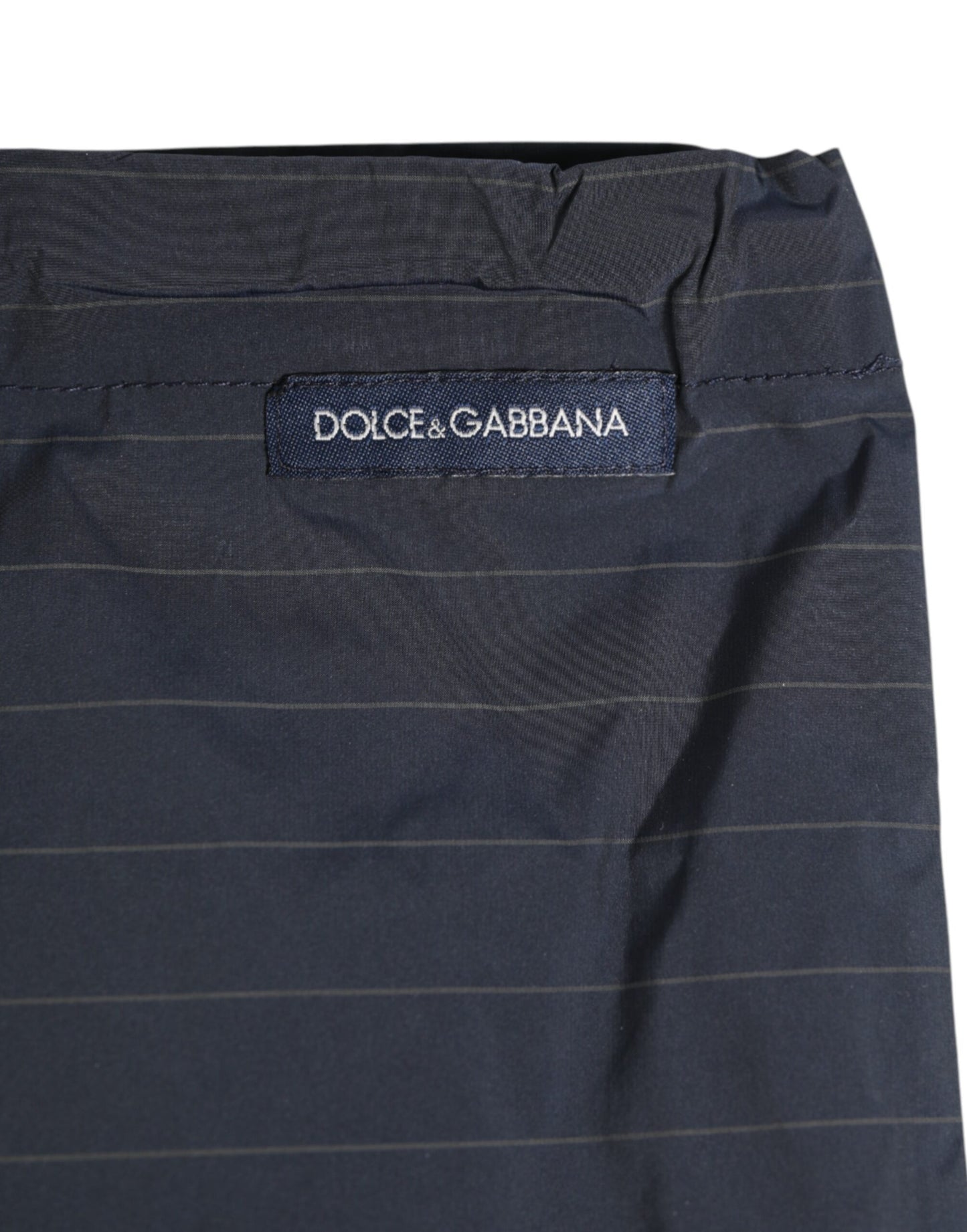 Navy Blue Polyester Pinstripe Men Shorts Swimwear-Dolce & Gabbana-LabelTerrace.com