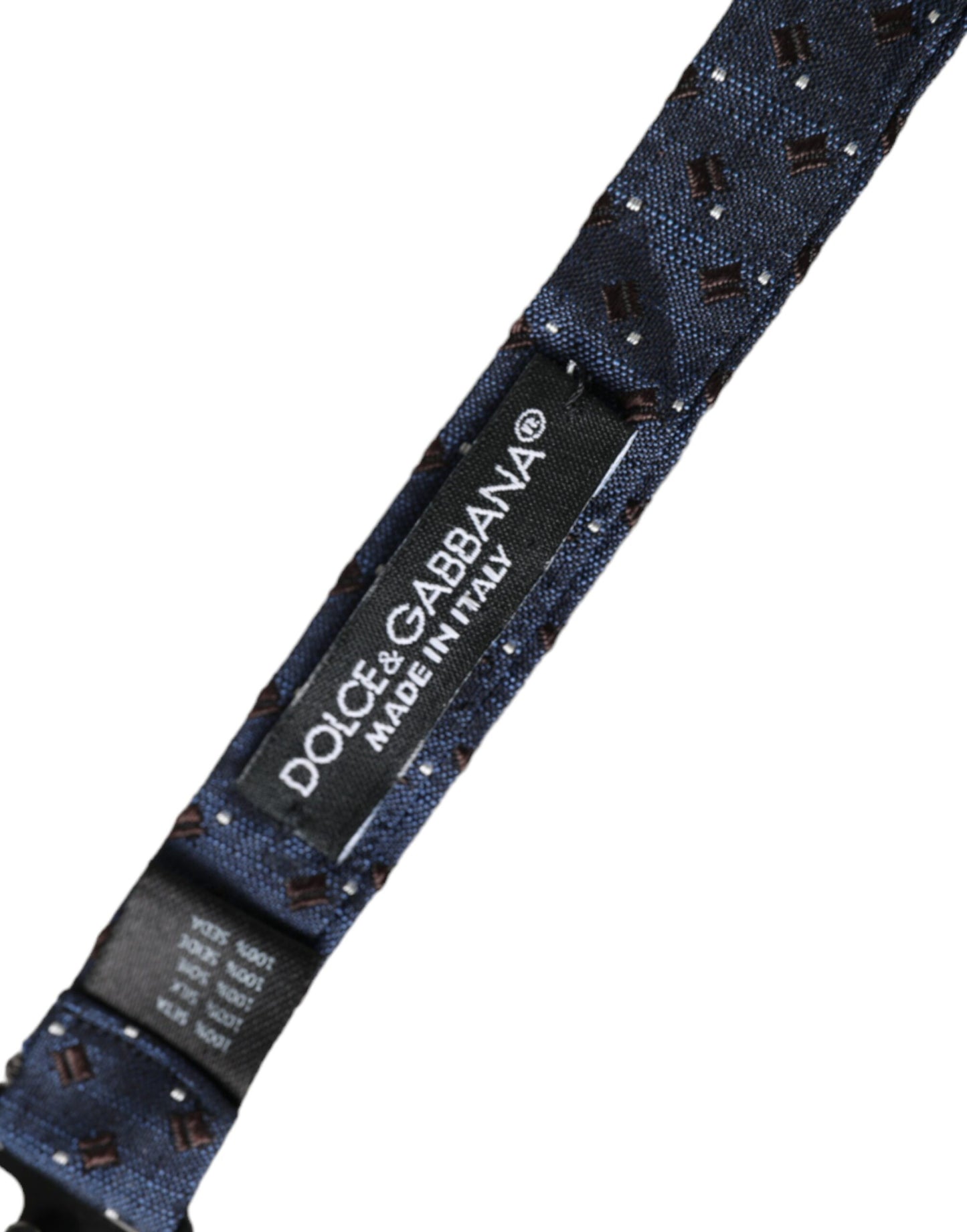 Navy Blue Silk Patterned Adjustable Men Papillon Bow Tie-Dolce & Gabbana-LabelTerrace.com