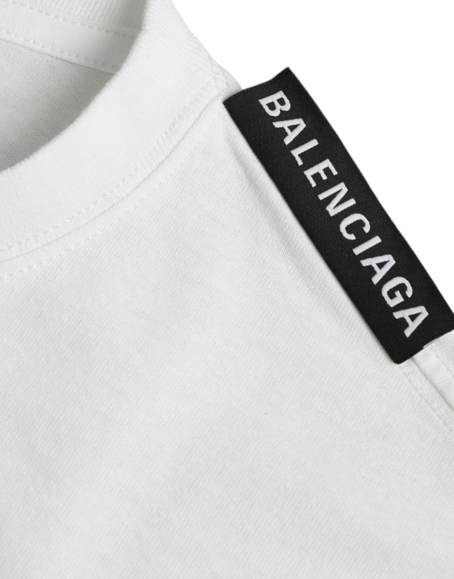 Off White Cotton Jersey Round Neck T-shirt-Balenciaga-LabelTerrace.com
