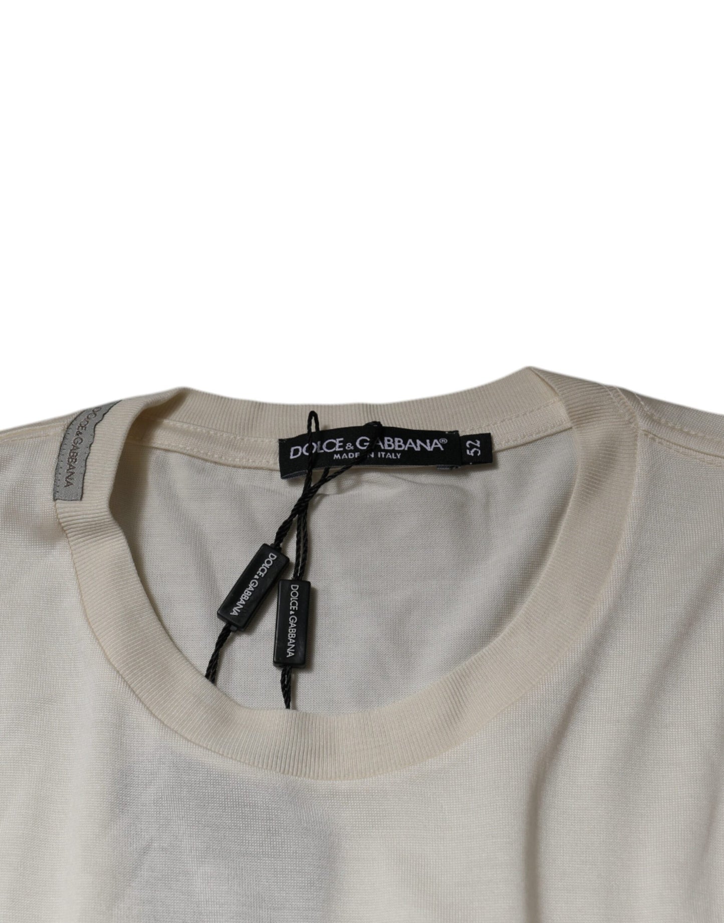Off White Crew Neck Short Sleeve T-shirt-Dolce & Gabbana-LabelTerrace.com