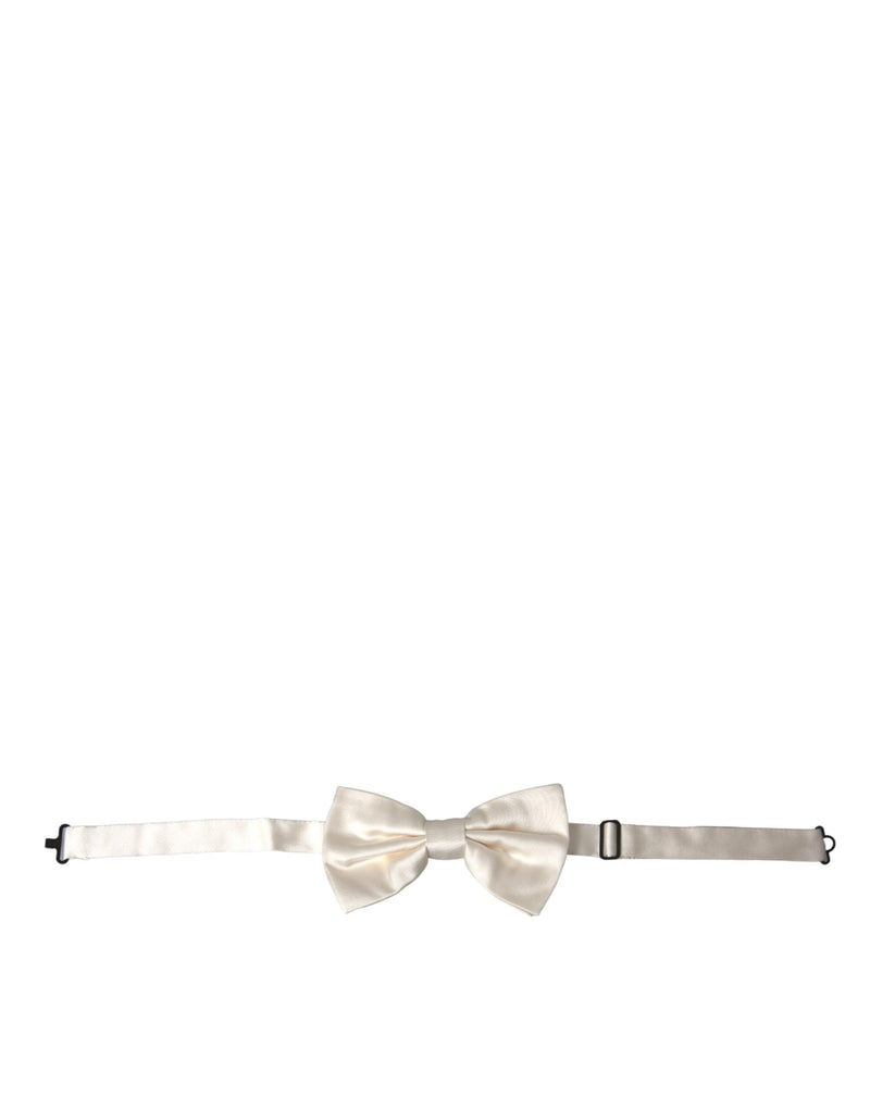 Off White Silk Adjustable Neck Men Bow Tie-Dolce & Gabbana-LabelTerrace.com