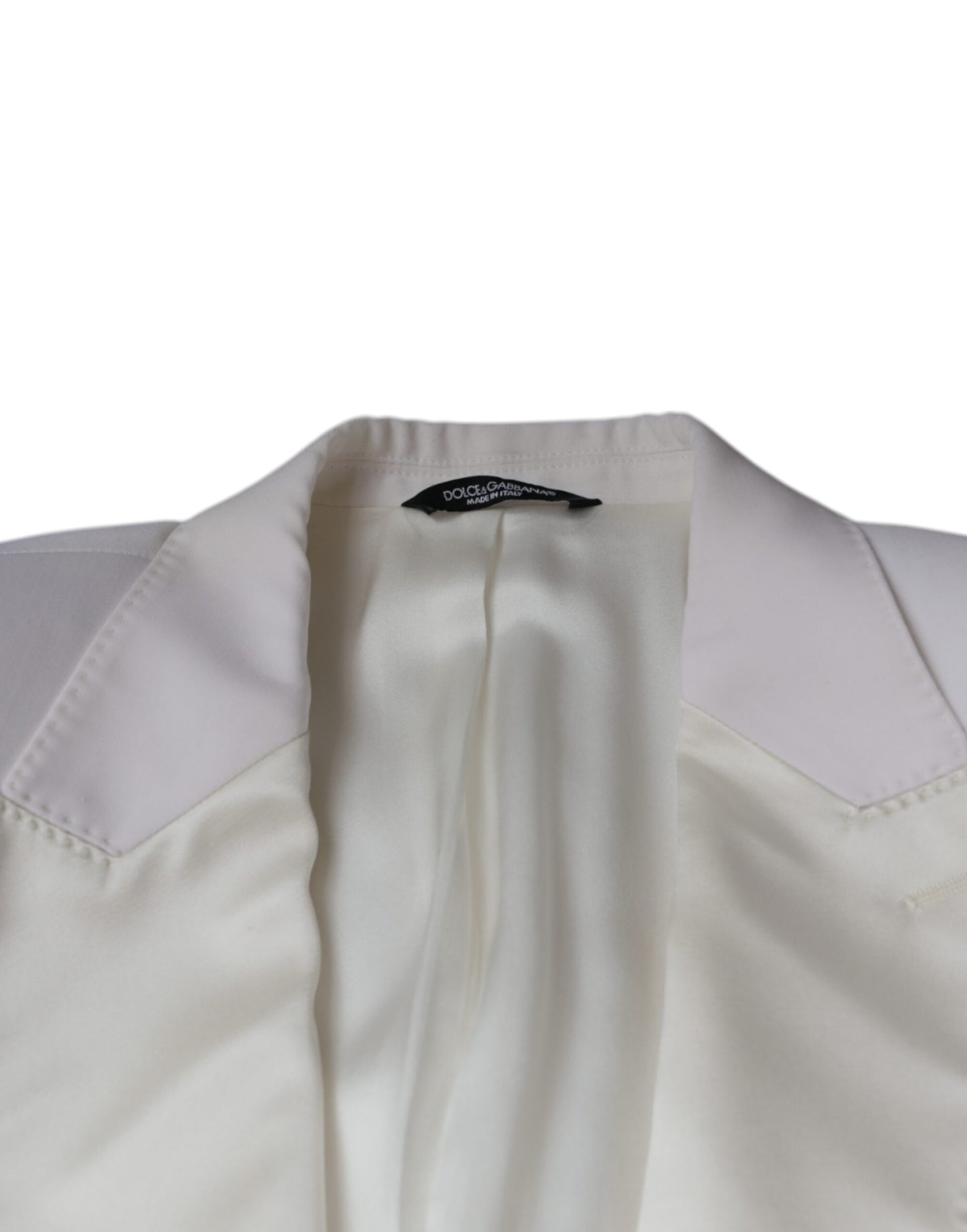 Off White Wool Single Breasted Dress Blazer-Dolce & Gabbana-LabelTerrace.com