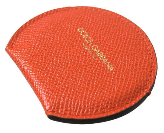 Orange Calfskin Leather Round Logo Hand Mirror Holder-Dolce & Gabbana-LabelTerrace.com