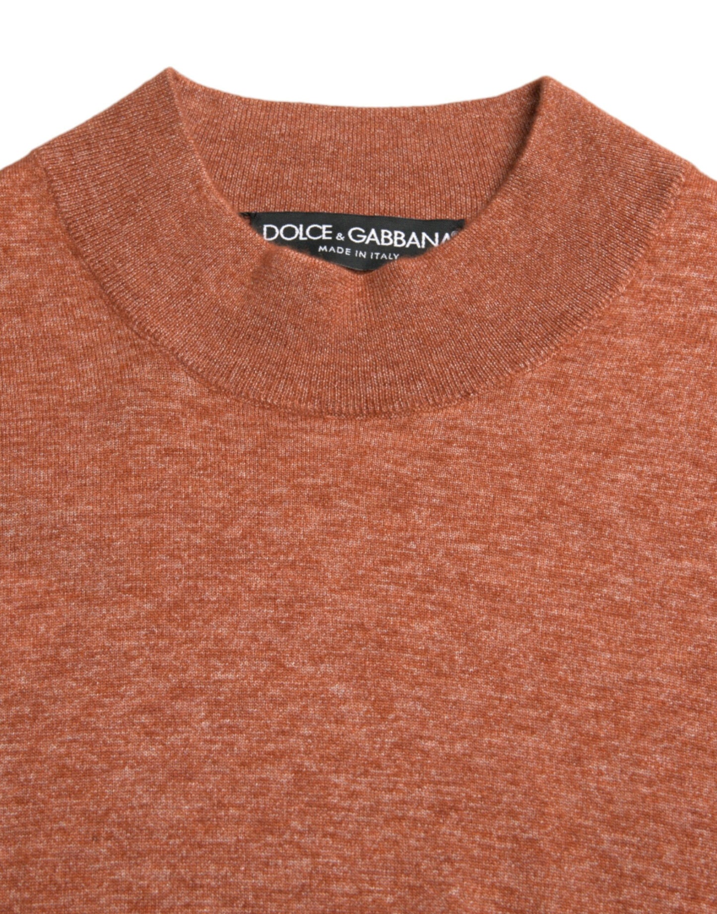 Orange Cashmere Crew Neck Pullover Sweater-Dolce & Gabbana-LabelTerrace.com