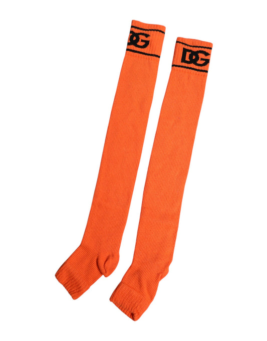 Orange Cotton DG Logo Print Open Toe Socks-Dolce & Gabbana-LabelTerrace.com