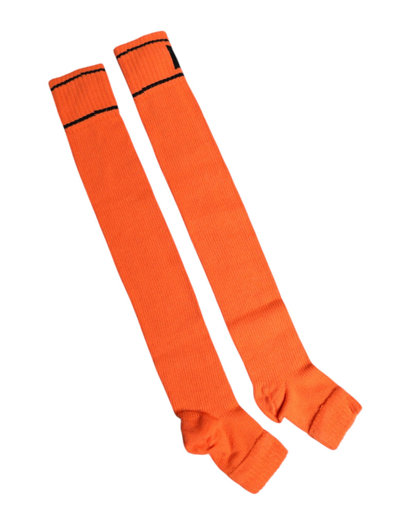 Orange Cotton DG Logo Print Open Toe Socks-Dolce & Gabbana-LabelTerrace.com