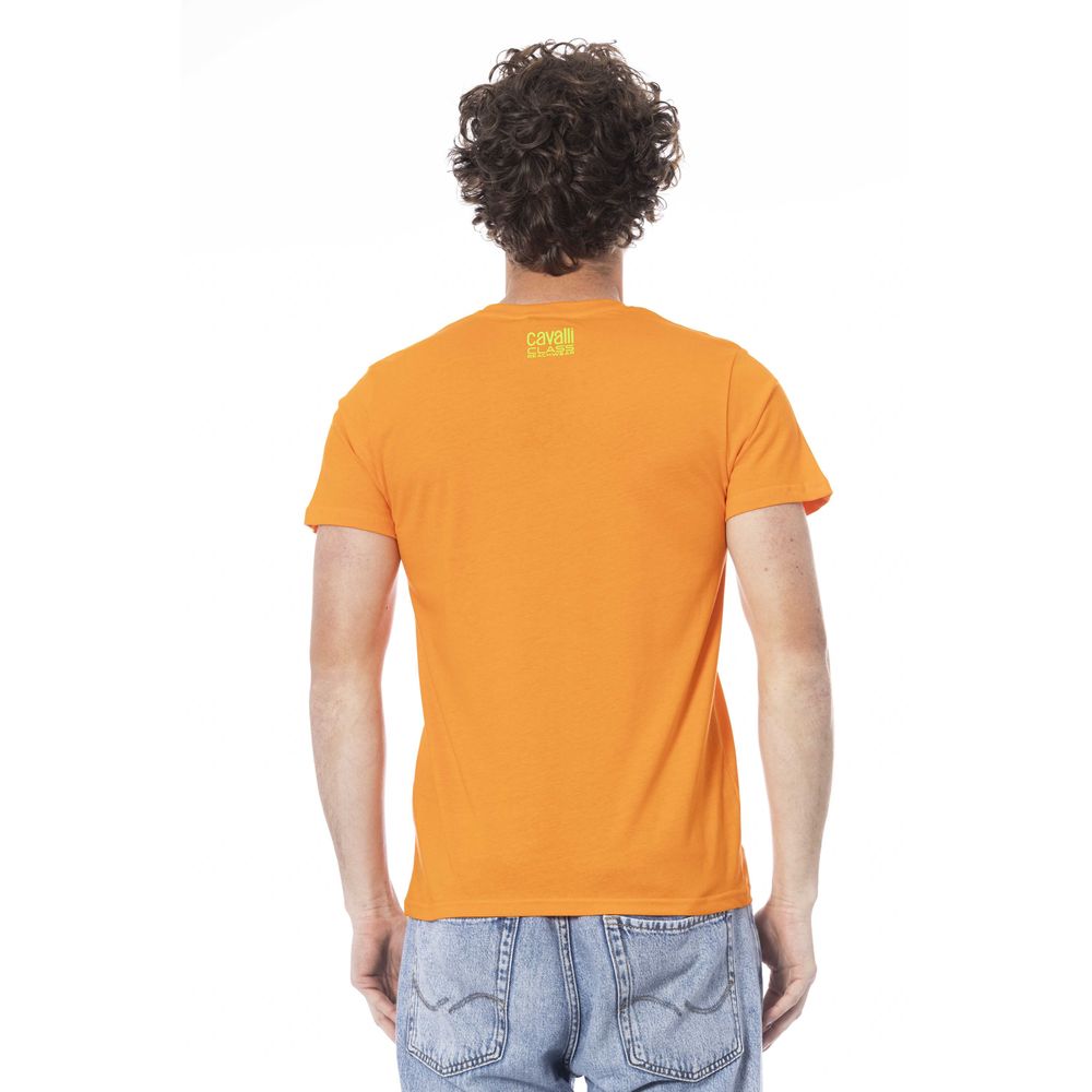 Orange Cotton Men T-Shirt-Cavalli Class-LabelTerrace.com
