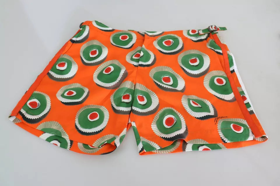 Orange Cupcake Beachwear Shorts Swimwear-Dolce & Gabbana-LabelTerrace.com