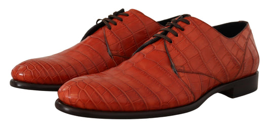 Orange Exotic Leather Dress Derby Shoes-Dolce & Gabbana-LabelTerrace.com